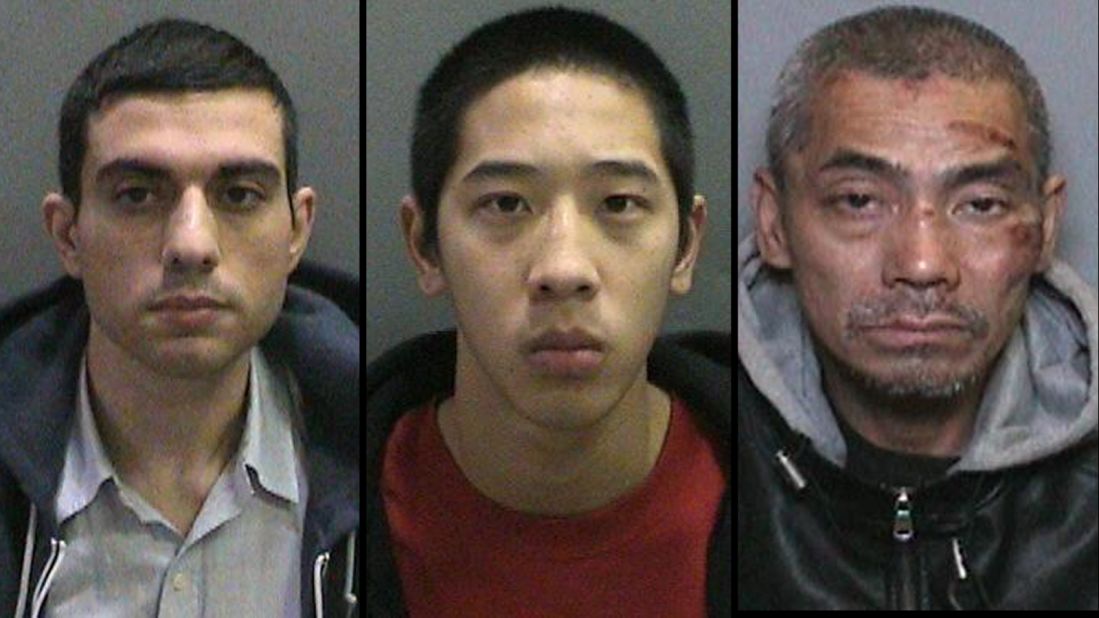 Hossein Nayeri (from left), Jonathan Tieu and Bac Tien Duong escaped from the Orange County Men's Jail on Friday after cutting through a metal screen and using an improvised rope to rappel from the jail's roof. 