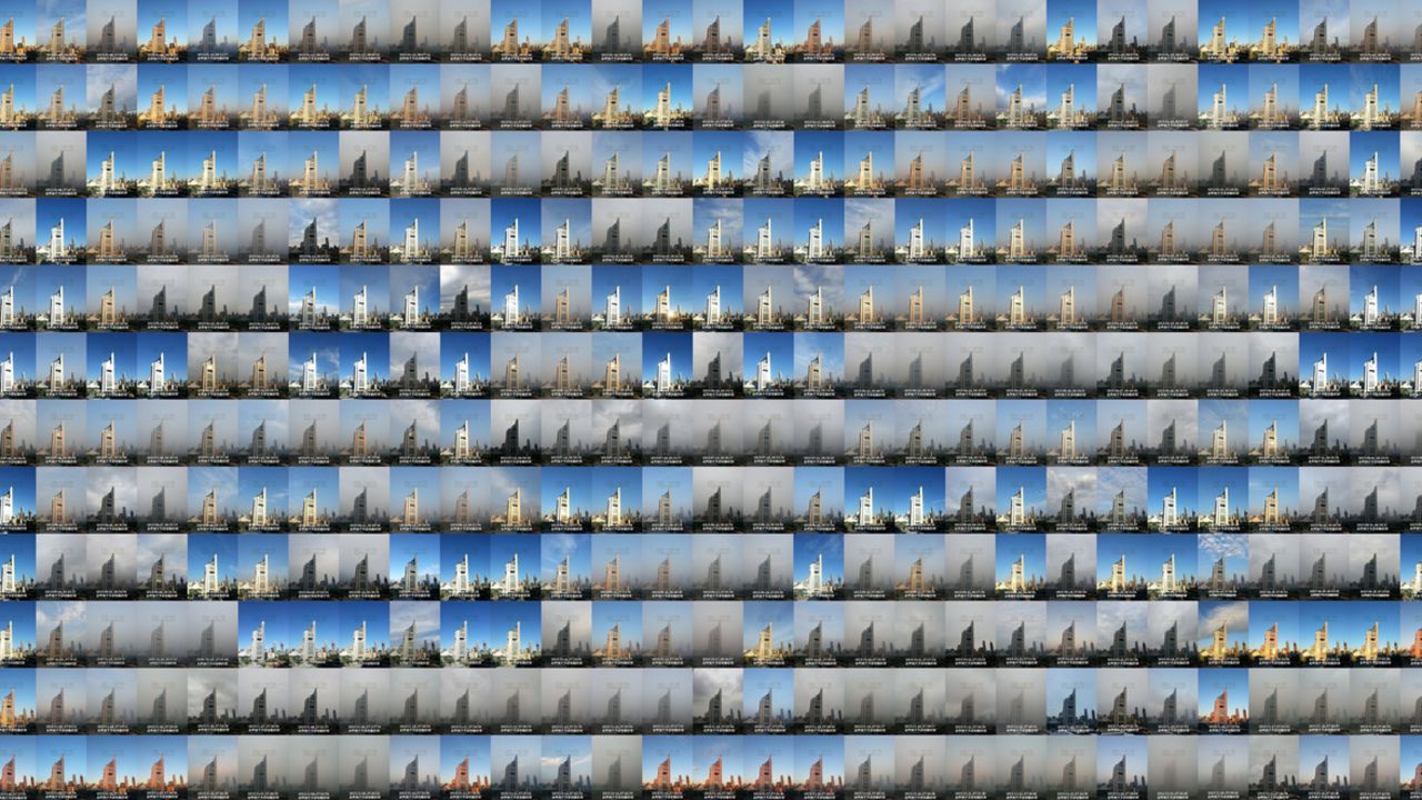 A composite of 365 images taken by Zou Yi from his home in Beijing in 2015. 