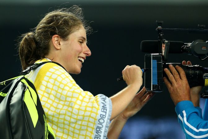 Johanna Konta became the first British woman to reach a grand slam quarterfinal since 1984, following her upset win over 2015 semifinalist Ekaterina Makarova of Russia.