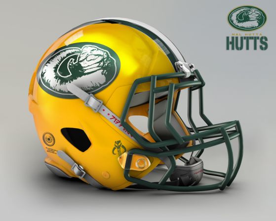 Easily shaped into a giant "G," the slimy piece of worm-ridden filth (Han Solo's words, not ours) known as Jabba the Hutt becomes quite the physical feature of the reimagined helmet for the <a  target="_blank" target="_blank">Green Bay Packers.</a>
