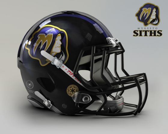 The <a  target="_blank" target="_blank">Baltimore Ravens</a> are not your average pretty team. The intimidating mix of purple and black just screams Dark Side, so it's not surprising to see the evil Emperor emblazoned on this helmet.