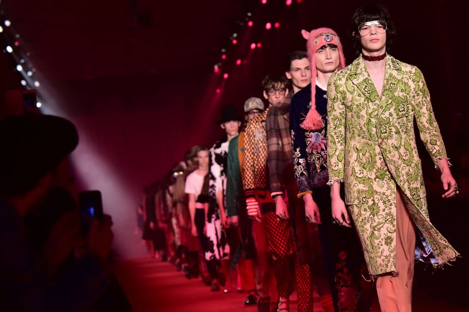 The Autumn-Winter 2016 season was dominated by the feminine look Alessandro Michele introduced at Gucci last year. This season continued that theme with 1970s motifs and flowing fabrics. 