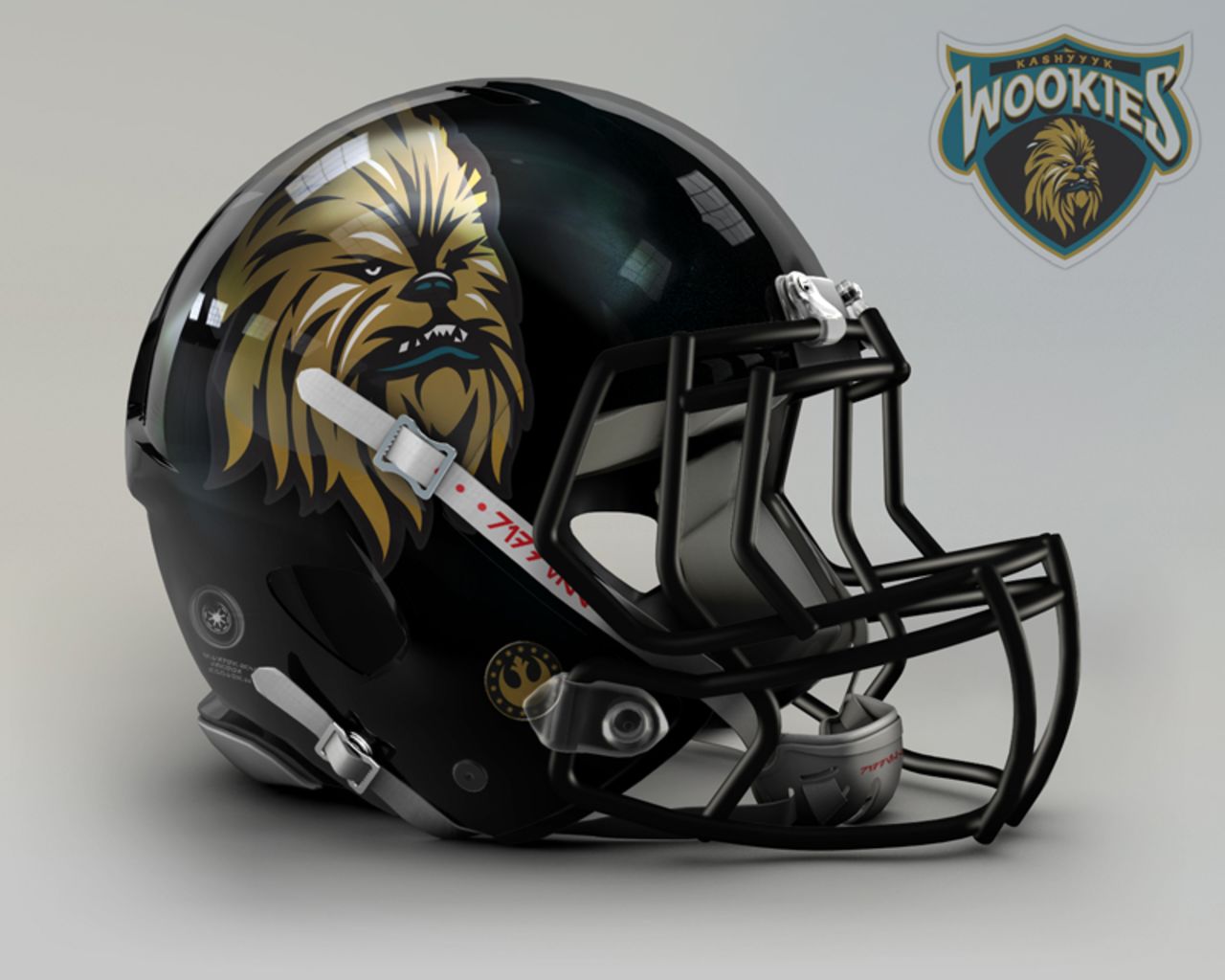 Chewbacca was inspired by George Lucas' dog Indiana, an Alaskan Malamute, but with a bit of mental choreography it's not hard to see it replace a feline on the helmet of the <a href="http://www.jaguars.com/" target="_blank" target="_blank">Jacksonville Jaguars</a>.