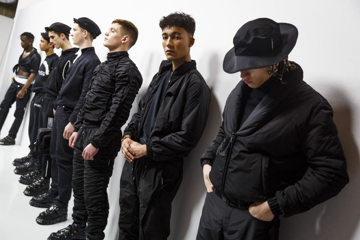 Nasir Mazhar's all-black collection was inspired by club gear, fetish wear and goth fashion. 