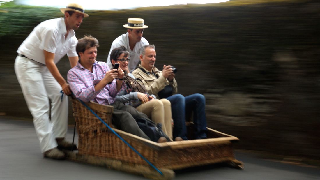 <strong>Basket toboggans: </strong>For 15 euros per person ($17), visitors can squeeze into one of these woven sleds and then be launched on a breakneck descent down one-and-a-half miles of steep narrow lanes.