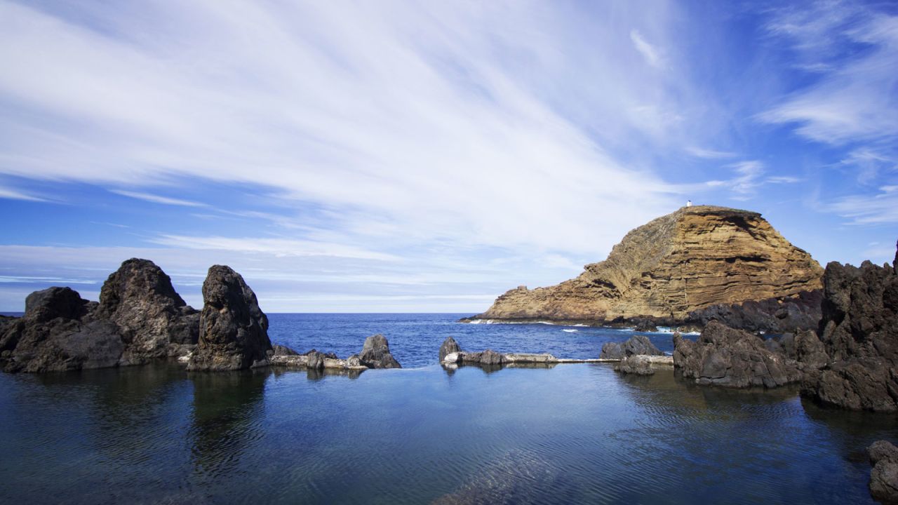 <strong>Spectacular swimming: </strong>Meanwhile at Porto Moniz on the west coast, rings of sea-cooled lava have been turned into one of the world's weirdest and most beautiful swimming baths.