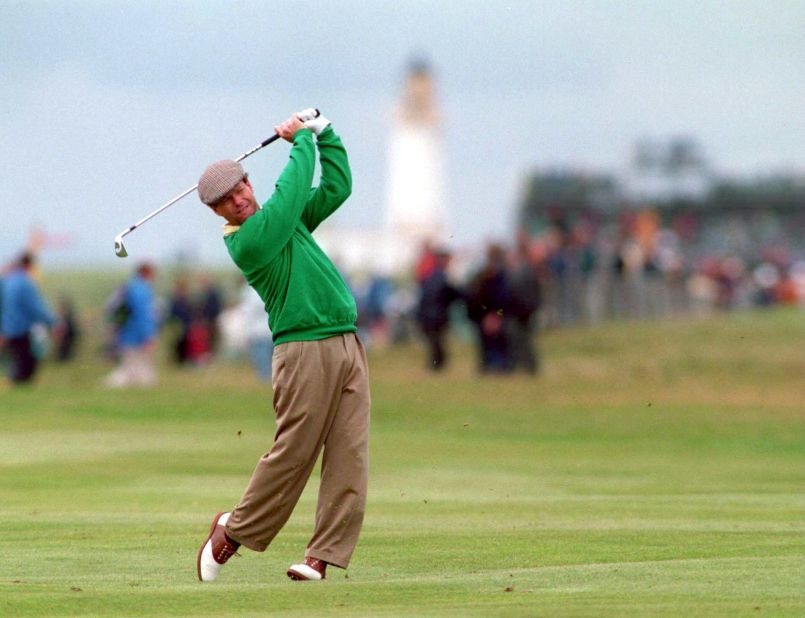 Tom Watson has spanned the eras but the flat cap is a look not seen so much on professional tours these days. The pleated brown slacks aren't hard to find.