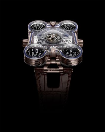 The unique Horological Machine N°6 SV (Sapphire Vision) has four crystal spheres, two of which turn to reflect the hour and minute respectively. Maximilian Busser, CEO of <a  target="_blank" target="_blank">MB&F</a>, calls it a "piece of art that also happens to tell the time".