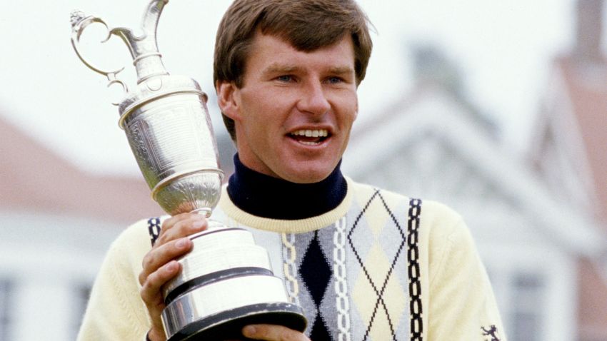 GULLANE, SCOTLAND - JULY 19:  Nick Faldo of England with The Claret Jug the Open Championship trophy after his win by one shot over Paul Azinger and Rodger Davis the 116th Open Championship played at Muirfield on July 19, 1987 in Gullane, Scotland.  (Photo by David Cannon/Getty Images)