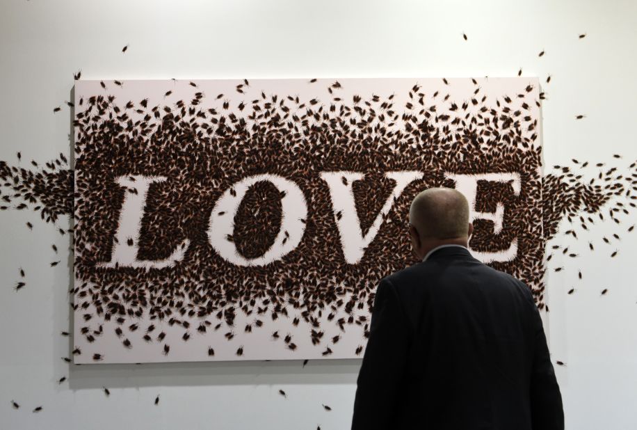 The Thai artist's <em>Sweet Word </em>series saw words such as LOVE, LIFE and FAITH constructed using plastic cockroaches. 