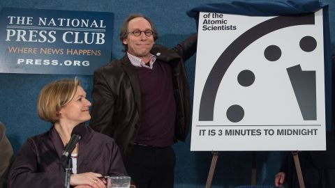Lawrence Krauss unveils the "Doomsday Clock" Tuesday, showing that the world is now three minutes away from catastrophe.