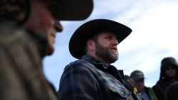 BURNS, OR - JANUARY 06:  Ammon Bundy, the leader of an anti-government militia, speaks to members of the media in front of the Malheur National Wildlife Refuge Headquarters on January 6, 2016 near Burns, Oregon.  An armed anti-government militia group continues to occupy the Malheur National Wildlife Headquarters as they protest the jailing  of two ranchers for arson.  (Photo by Justin Sullivan/Getty Images)