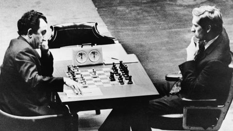 Armenian chess champion Tigran Petrosian, left, playing legendary American grandmaster Bobby Fischer in 1971. 