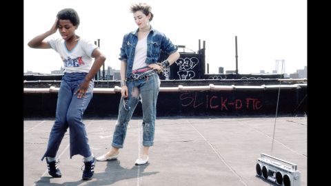 On the rooftop of Madonna's apartment. "One of my favorite pictures," photographer Richard Corman said. "She was as inspired by the kids as they were by her."