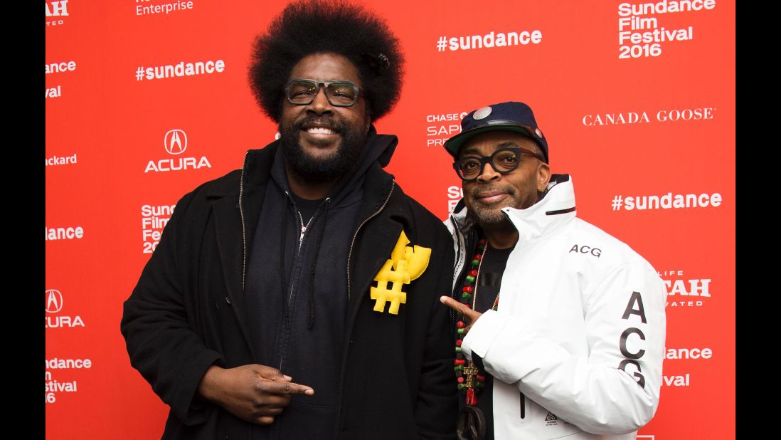 Recording artist Questlove, left, and director Spike Lee attend Lee's documentary, "Michael Jackson's Journey from Motown to Off the Wall." 