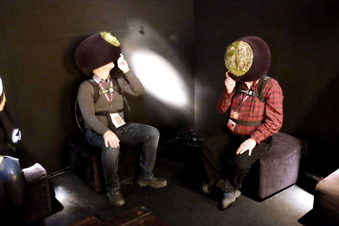 Guests try out virtual-reality headsets Monday during a party at the 2016 Sundance Film Festival.