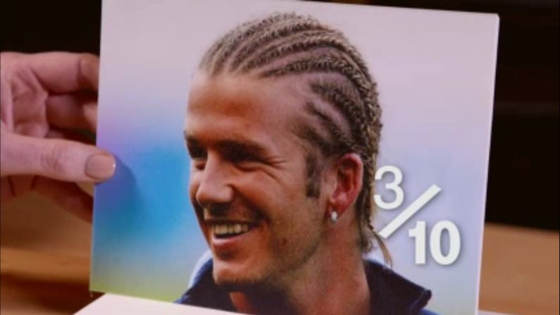 What does Joe Hart think of this effort from David Beckham, the man with perhaps the most storied hairstyle portfolio of all? Hart says: "He's a legend, isn't he? That style's probably not great but as a whole, he pulls it off, doesn't he? Yeah, you can't knock him. 3/10 -- 10 being bad."<br />