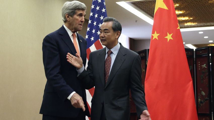 BEIJING, CHINA - JANUARY 27:  U.S. Secretary of State John Kerry and Chinese Foreign Minister Wang Yi shake hands before their bilateral meeting at the Ministry of Foreign Affairs January 27, 2016 in Beijing, China. Kerry was expected to urge Chinese officials to do more to control North Korea's nuclear activities and to ease tensions over disputed areas of the South China Sea.  (Photo by Andy Wong-Pool/Getty Images)