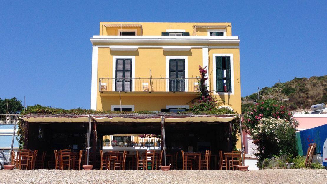 Pensione Silvia, the largest house on the island in 1943.