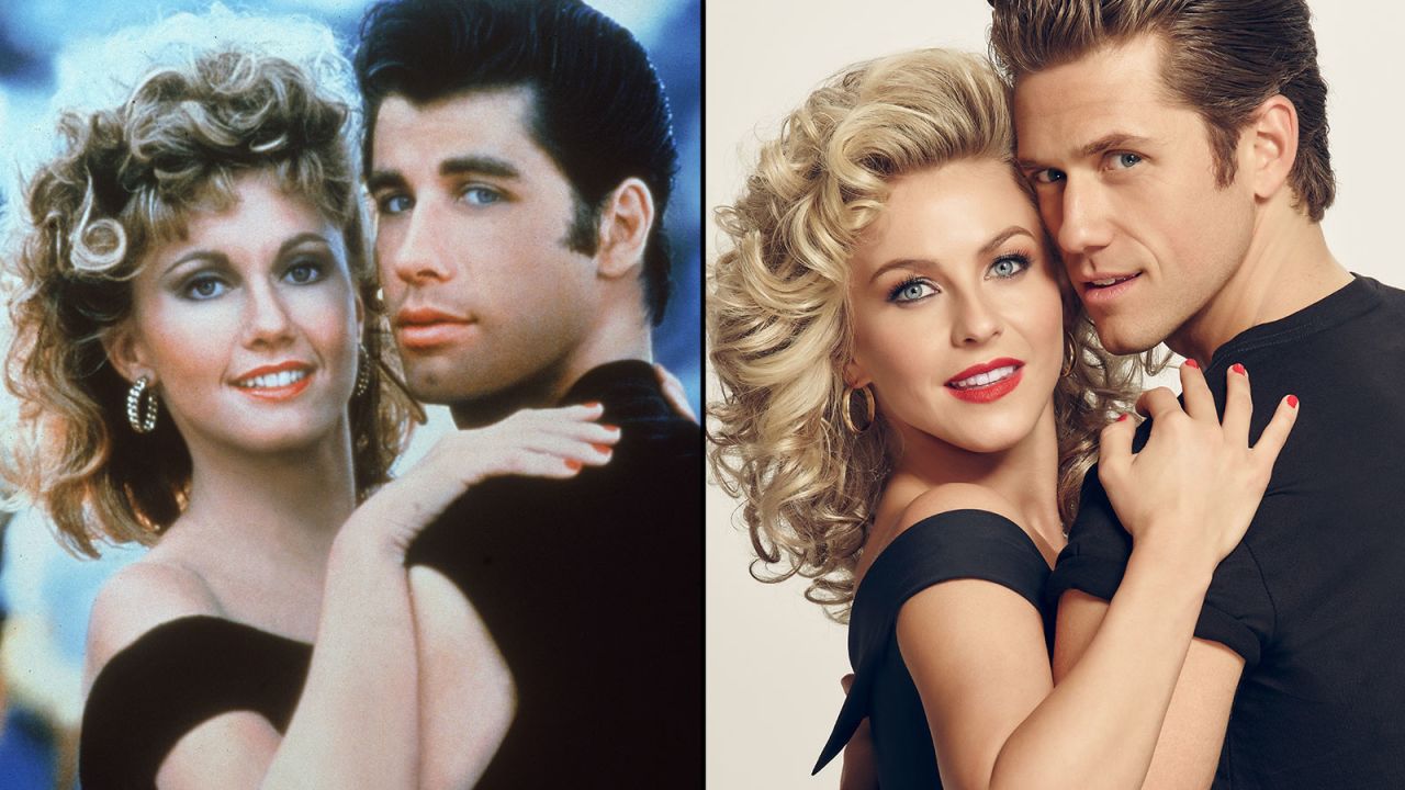 "Grease: Live" aired Sunday night on Fox to rave reviews on social media. Olivia Newton-John and John Travolta played the protagonists, Sandy and Danny, in the 1978 movie; Julianne Hough and Aaron Tveit took on the roles in "Grease: Live." Click through to compare the stars of the film with the TV production.