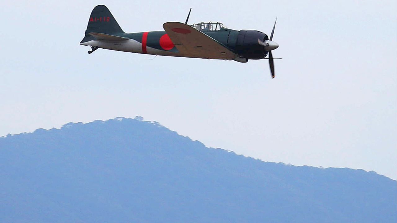 The Zero -- flown by legendary former U.S. Air Force pilot Skip Holm -- took off from Kanoya air base, which is used by Japan's Maritime Defense Force. 
