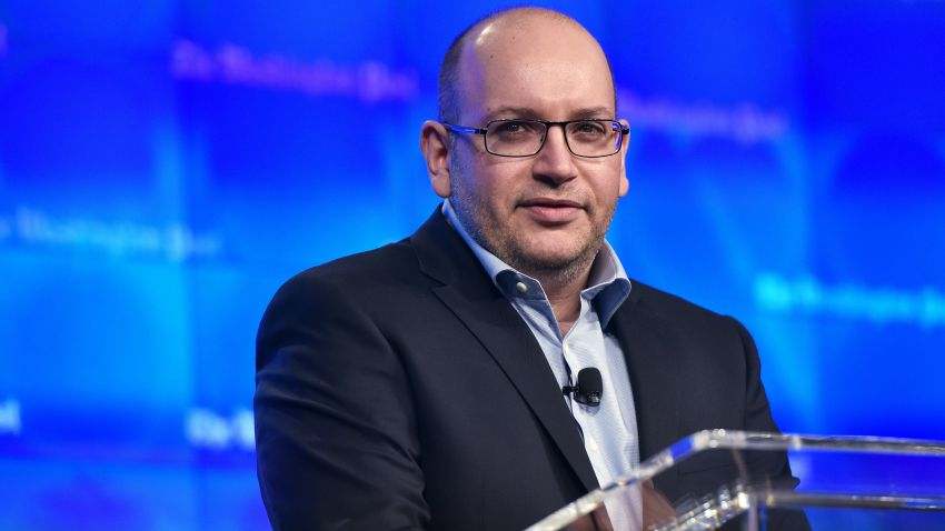 Freed Washington Post Tehran bureau chief Jason Rezaian speaks during the inauguration of the Washington Post Headquarters on January 28, 2016 in Washington, DC.
Rezaian was released from Iran after 18 months behind bars on spying charges. / AFP / Mandel Ngan (Photo credit should read MANDEL NGAN/AFP/Getty Images)