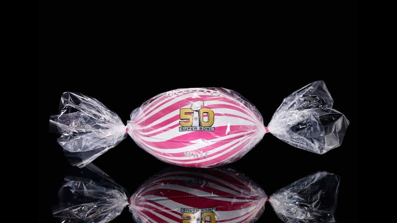 Inspired by the saying "victory is sweet," WHIT created a football -- made from cellophane and enamel -- that looks like a piece of  confectionery. 
