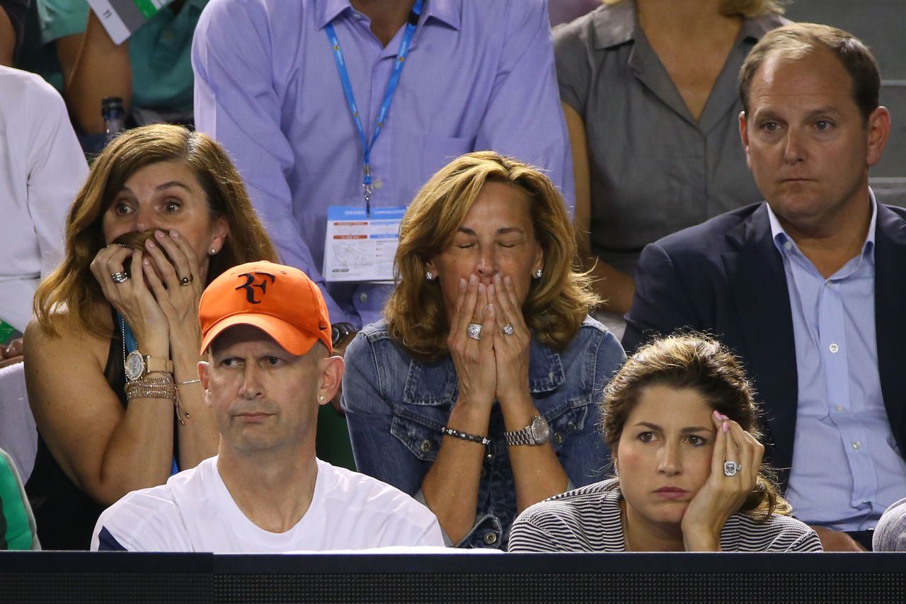 Watched in Melbourne by his wife Mirka (bottom right), the Swiss great was also beaten by Djokovic in the final of the previous two grand slams, Wimbledon and the U.S. Open, plus the season-ending ATP championships.