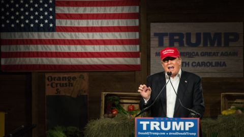GOP presidential candidate Donald Trump speaks to the crowd at a campaign rally January 27, 2016 in Gilbert, South Carolina.