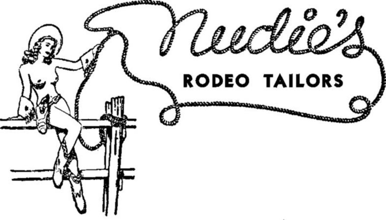 The naked cowgirl label was based on Bobbie. "My grandmother came out of the bedroom one evening and she had on her hat and her boots and she said: 'Nudie, when do I get the rest of my outfit?'" according to Jamie Nudie.  "So in the 1963 logo she got her Bolero. Anything pre-Bolero means the naked cowgirl label is from 1947 to 1963."