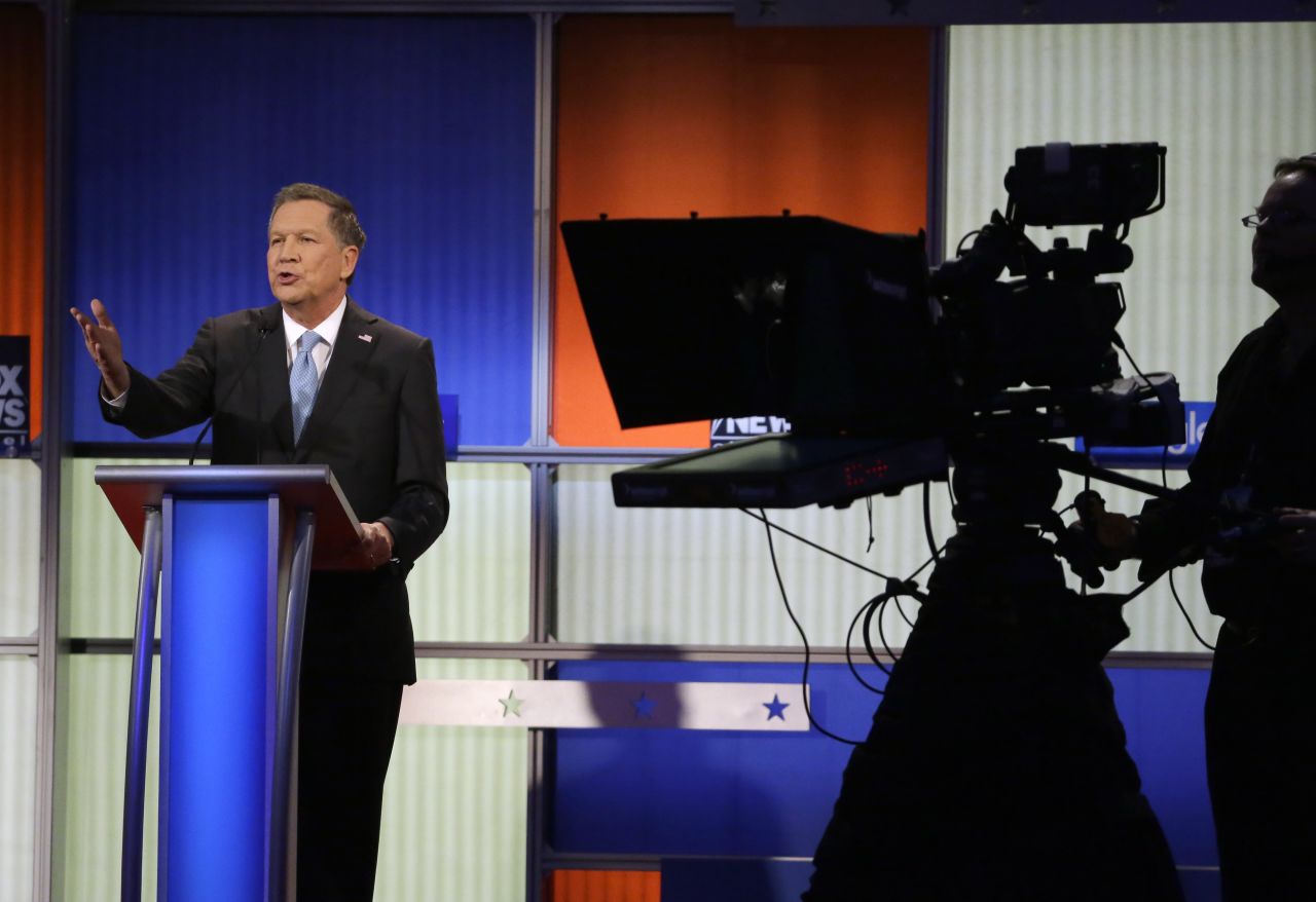 Kasich argues a point during the debate.