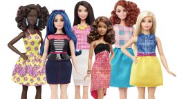 This photo provided by Mattel shows a group of new Barbie dolls introduced in January 2016. Mattel, the maker of the famous plastic doll, said it will start selling Barbies in three new body types: tall, curvy and petite. Shell also come in seven skin tones, 22 eye colors and 24 hairstyles. (Mattel via AP)