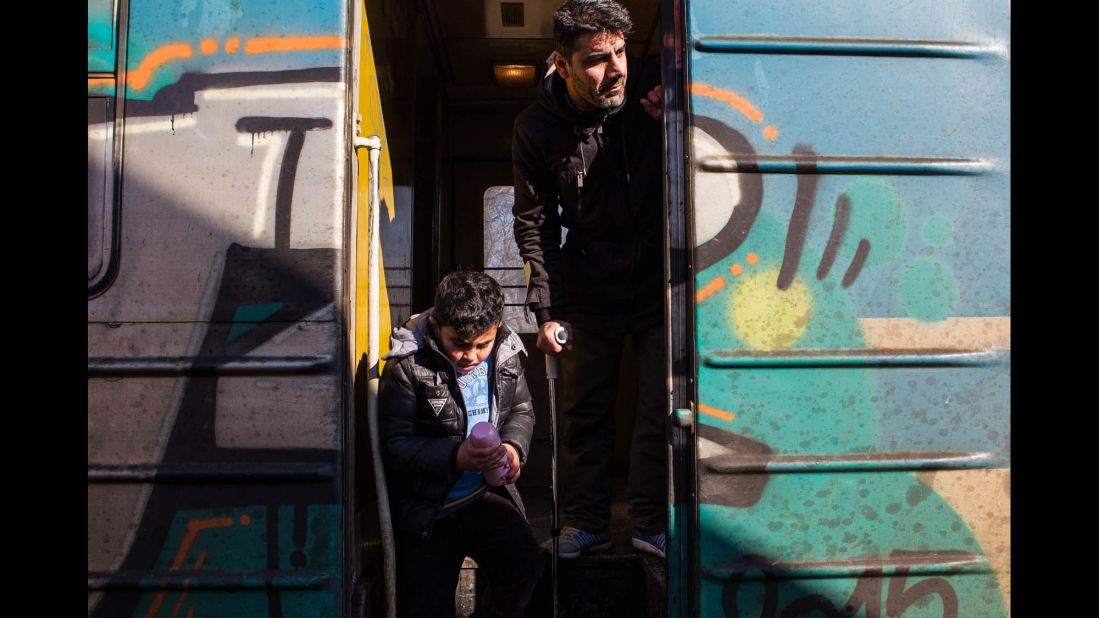 Hussein and his family, from Iraq, board a train in Presevo that will take them to Croatia. They fled because, Hussein says, he feels there is no love in his home country anymore. He hopes to find love in Germany, where he is headed.
