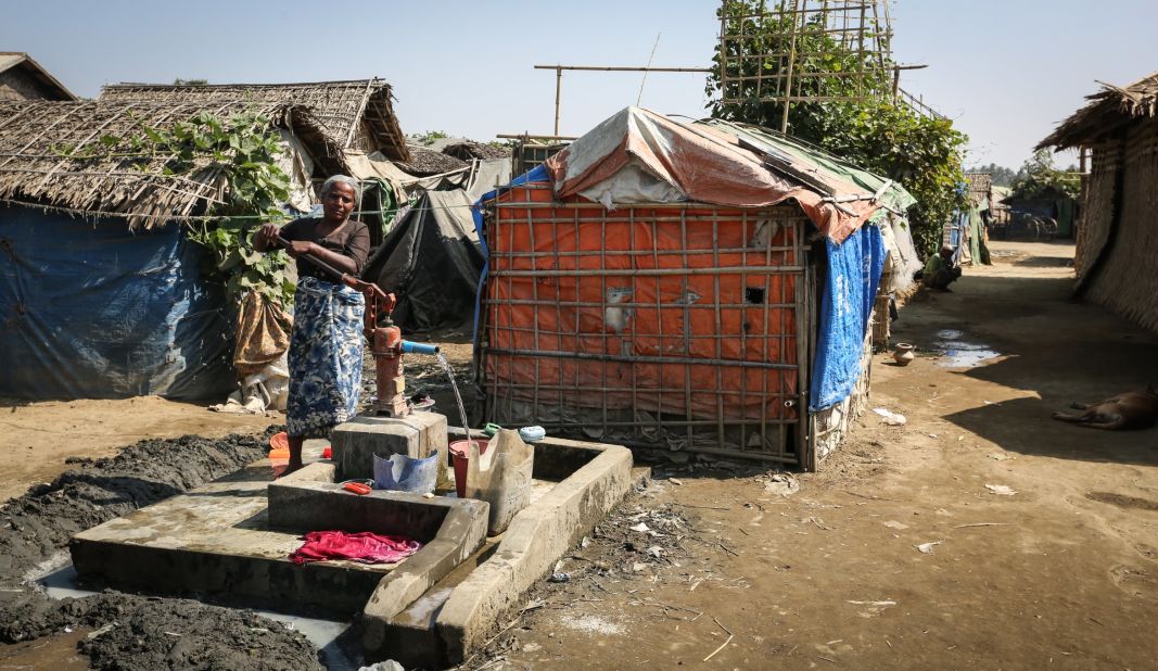 Thousands of Muslim Rohingya have been forced to live in extremely basic conditions in displacement camps.