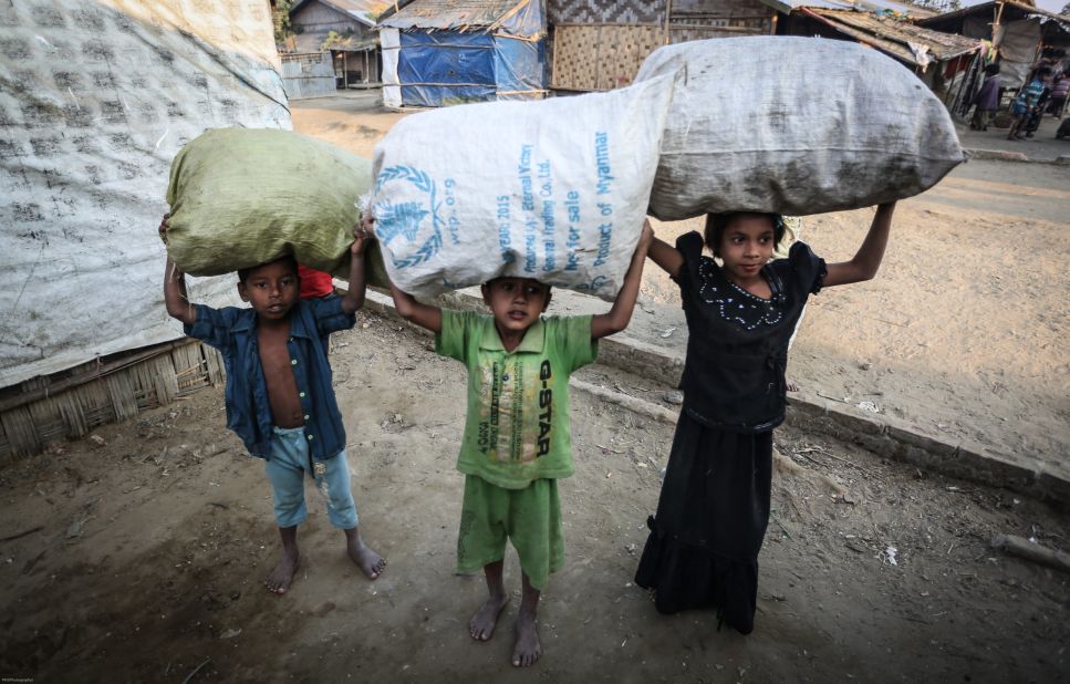 Thousands of Rohingya -- including many children -- rely on humanitarian aid from abroad.