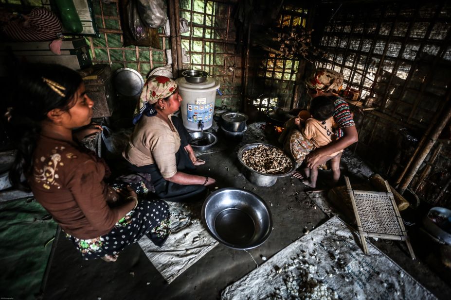 Families in the displacement camps live in cramped conditions in rickety shacks.