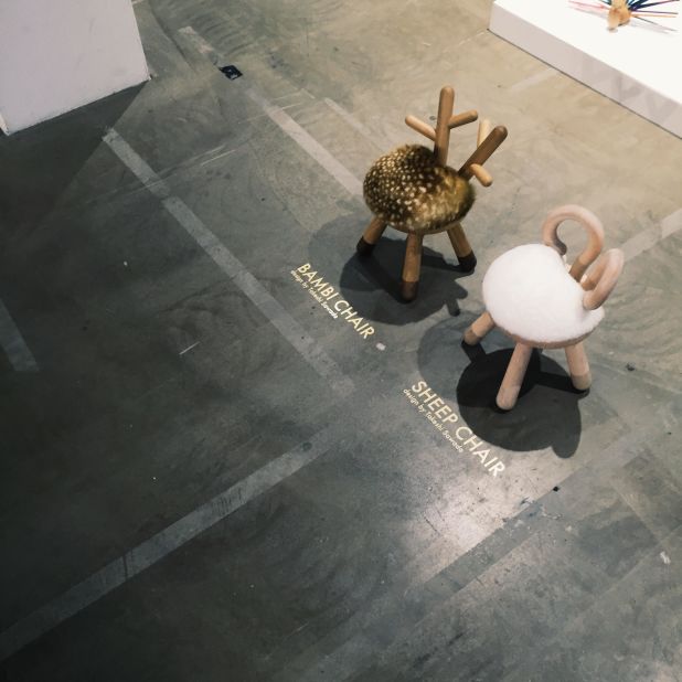 The cutest design on display -- and a big favorite on Instagram -- was these two wildlife-inspired children's stools by Japanese designer Takeshi Sawada.