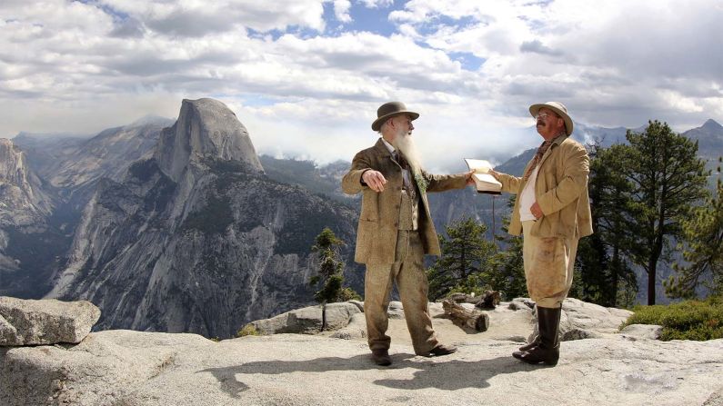 "National Parks Adventure" features a reenactment of a momentous Yosemite meeting between pioneering environmentalist John Muir and President Teddy Roosevelt.