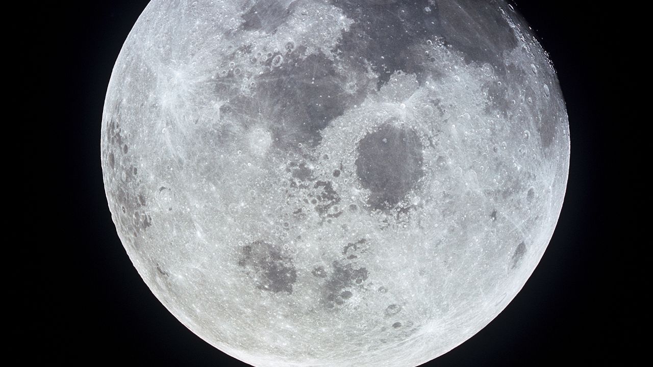 This photograph of the full moon was taken from the Apollo 11 spacecraft as the crew headed home in July 1969. On board was Neil Armstrong, the first man to walk on the moon, and astronauts Buzz Aldrin and Michael Collins.