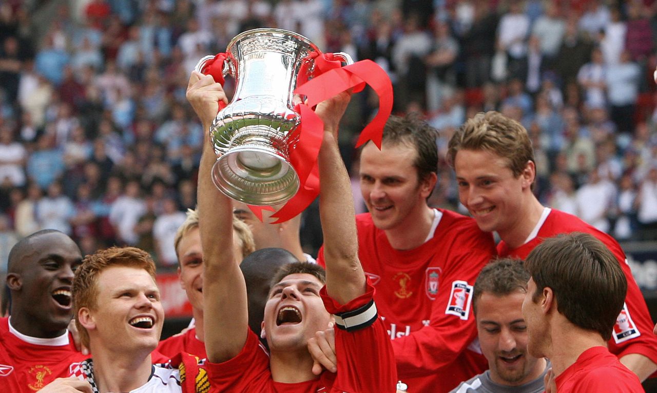 Gerrard won the FA Cup twice with Liverpool and the League Cup three times. He was made captain in 2003.