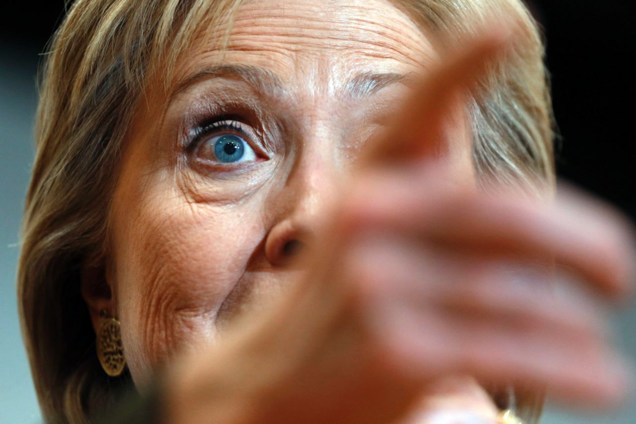 Democratic presidential candidate Hillary Clinton speaks at a campaign event in Newton, Iowa, on Thursday, January 28.