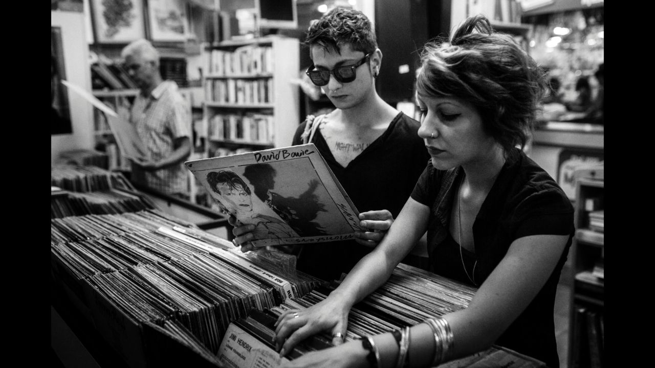 Dario looks at used albums in 2014. Abblasio said Dario was inspired by David Bowie when he was very young.