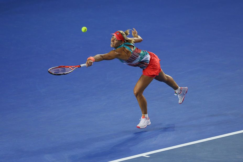 Kerber at full stretch in the thrilling women's singles final against top seed Williams.