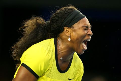 Williams tries her best to pump herself up as a 22nd grand slam title slips away from her grasp.