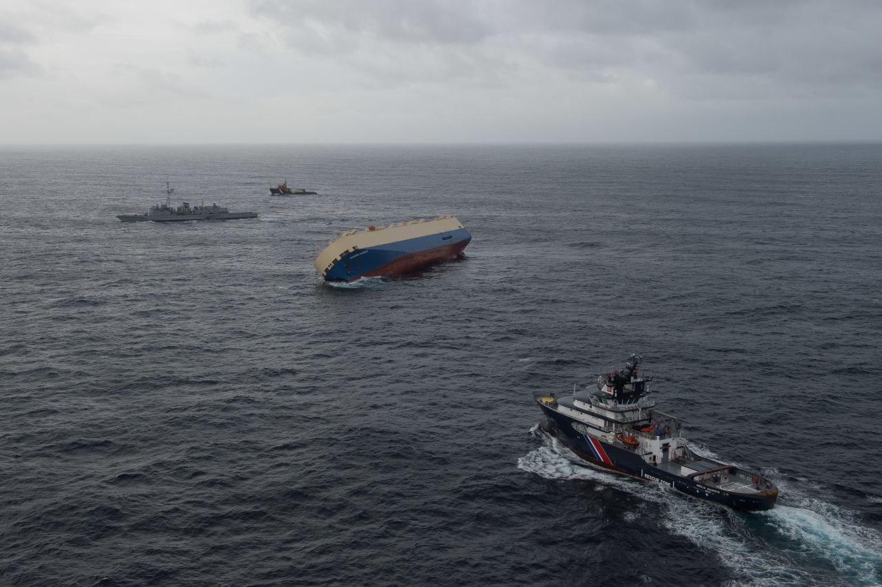 Salvage officials plan to tow the abandoned cargo ship to port when seas calm. Meanwhile, maritime officials are not certain why the Modern Express began listing.
