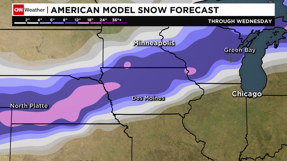 A look at snow accumulation through Wednesday