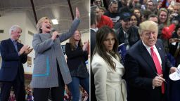 Hillary, Bill and Chelsea Clinton/ Donald and Melania Trump
