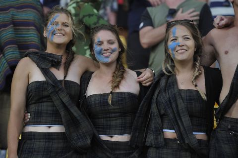 Fans of Scotland -- the country that invented the sevens version of the game -- donned traditional outfits to support their team. Scotland lost 19-7 against Samoa in the Bowl Final.