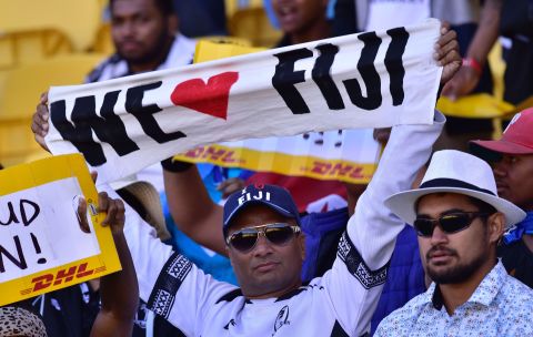 Fiji, beaten in the cup semifinal by South Africa, was cheered on by passionate fans. The Pacific Island team is second in the overall standings.