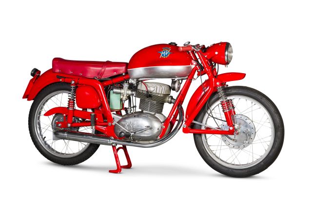 Classic motorcycles are increasingly being sold alongside investment-grade cars at the auction houses' major automobile sales. This stunning 1954 MV Agusta "Disco Volante" -- named after its flying saucer-shaped fuel tank -- was auctioned by Bonhams in 2014 during <a href="https://en.retromobile.com/" target="_blank" target="_blank">Rétromobile classic car week</a>.